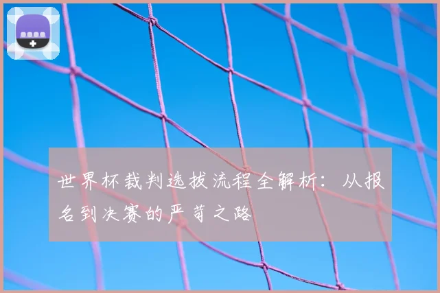 世界杯裁判选拔流程全解析:从报名到决赛的严苛之路